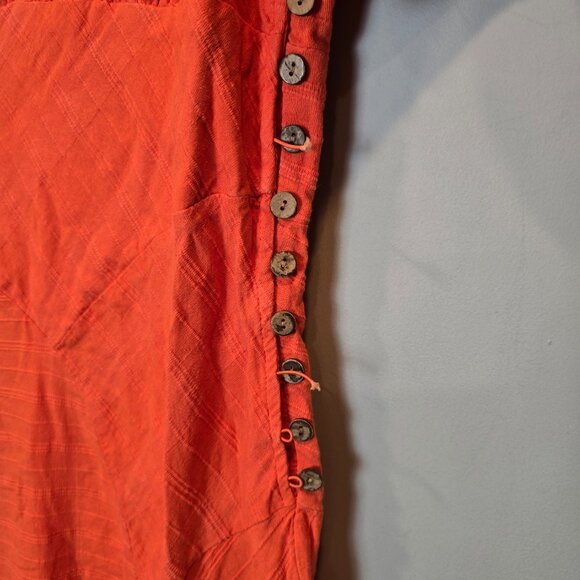 Free People Dress Catch The Light Orange Short Sleeve Womens Medium - Picture 5 of 11